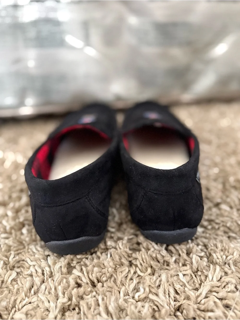 Polo by Ralph Lauren Black Suede Bear Embroidered Slip-On Loafers